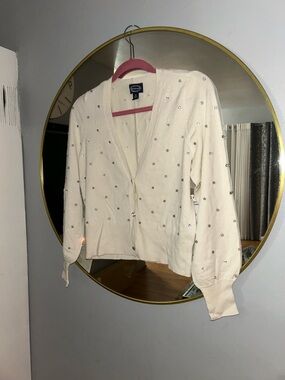 Scoop NYC Cream Embellished Cardigan Sweater